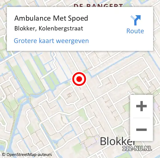 Locatie op kaart van de 112 melding: Ambulance Met Spoed Naar Blokker, Kolenbergstraat op 11 februari 2024 07:00