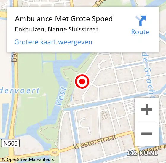 Locatie op kaart van de 112 melding: Ambulance Met Grote Spoed Naar Enkhuizen, Nanne Sluisstraat op 11 februari 2024 08:50