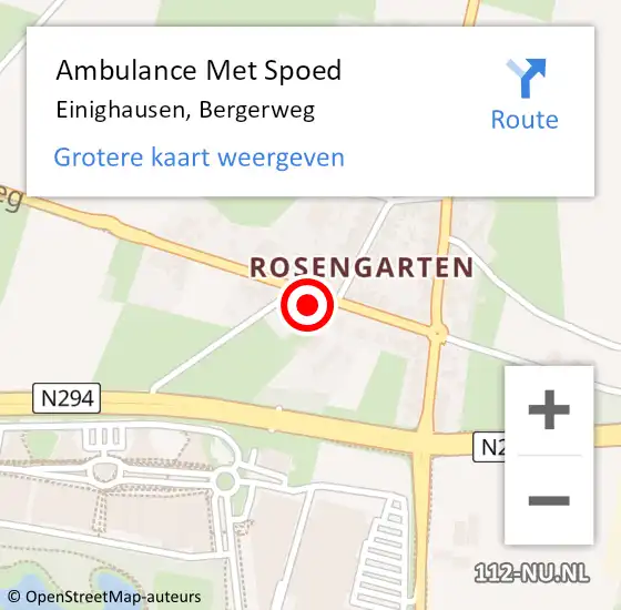 Locatie op kaart van de 112 melding: Ambulance Met Spoed Naar Einighausen, Bergerweg op 25 september 2014 13:28