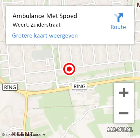 Locatie op kaart van de 112 melding: Ambulance Met Spoed Naar Weert, Zuiderstraat op 11 februari 2024 09:25