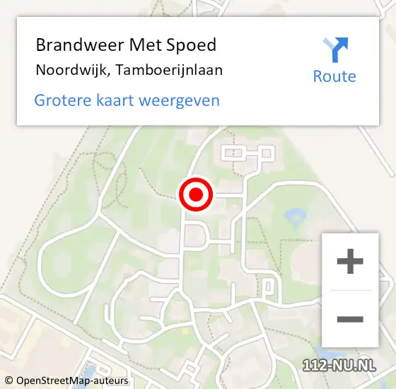 Locatie op kaart van de 112 melding: Brandweer Met Spoed Naar Noordwijk, Tamboerijnlaan op 11 februari 2024 09:31