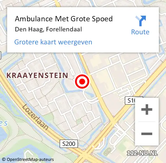 Locatie op kaart van de 112 melding: Ambulance Met Grote Spoed Naar Den Haag, Forellendaal op 11 februari 2024 10:02