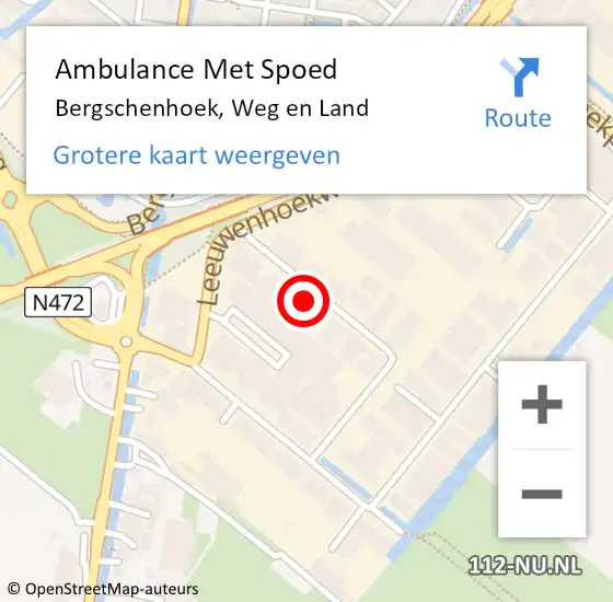 Locatie op kaart van de 112 melding: Ambulance Met Spoed Naar Bergschenhoek, Weg en Land op 11 februari 2024 10:05