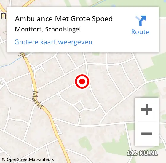 Locatie op kaart van de 112 melding: Ambulance Met Grote Spoed Naar Montfort, Schoolsingel op 11 februari 2024 10:05