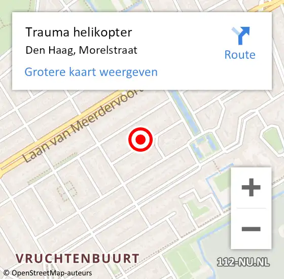 Locatie op kaart van de 112 melding: Trauma helikopter Den Haag, Morelstraat op 11 februari 2024 10:09