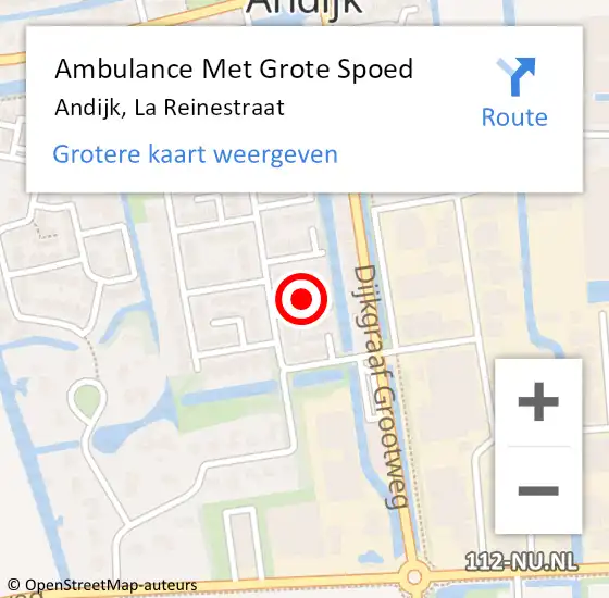 Locatie op kaart van de 112 melding: Ambulance Met Grote Spoed Naar Andijk, La Reinestraat op 11 februari 2024 10:11