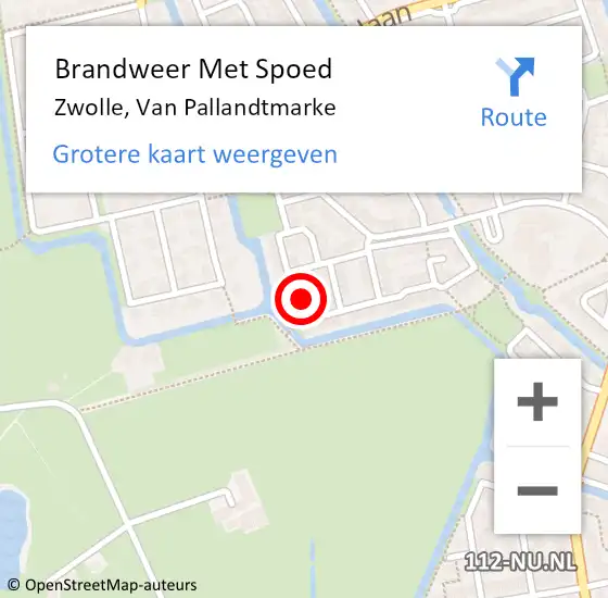 Locatie op kaart van de 112 melding: Brandweer Met Spoed Naar Zwolle, Van Pallandtmarke op 11 februari 2024 10:24