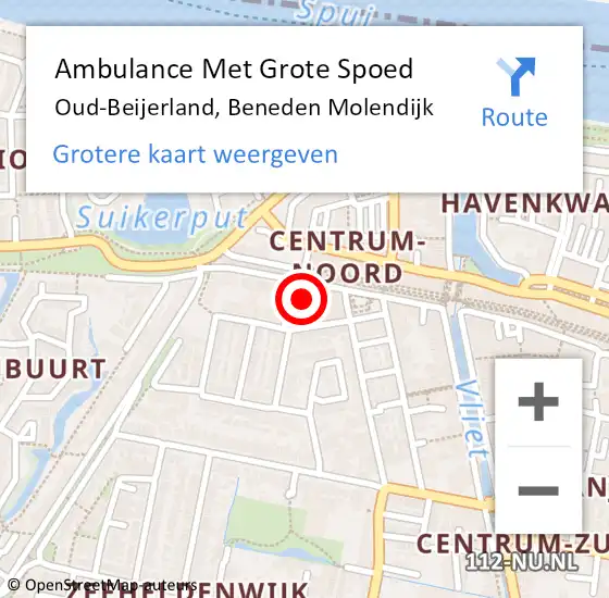 Locatie op kaart van de 112 melding: Ambulance Met Grote Spoed Naar Oud-Beijerland, Beneden Molendijk op 11 februari 2024 11:25