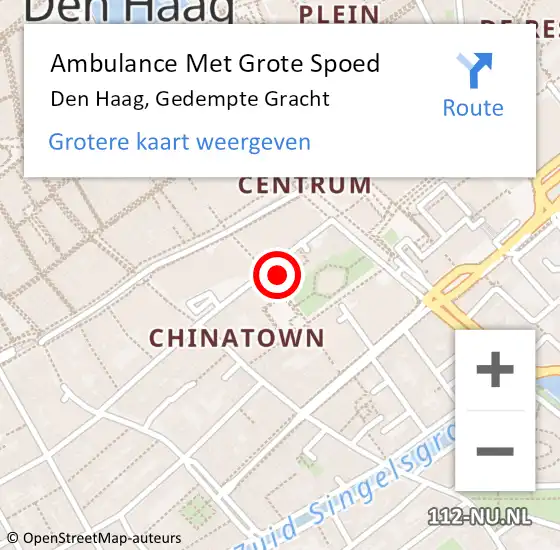 Locatie op kaart van de 112 melding: Ambulance Met Grote Spoed Naar Den Haag, Gedempte Gracht op 11 februari 2024 11:37