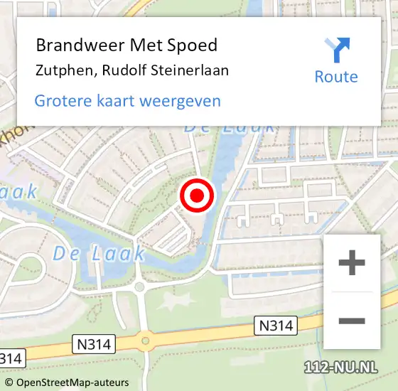 Locatie op kaart van de 112 melding: Brandweer Met Spoed Naar Zutphen, Rudolf Steinerlaan op 11 februari 2024 12:17