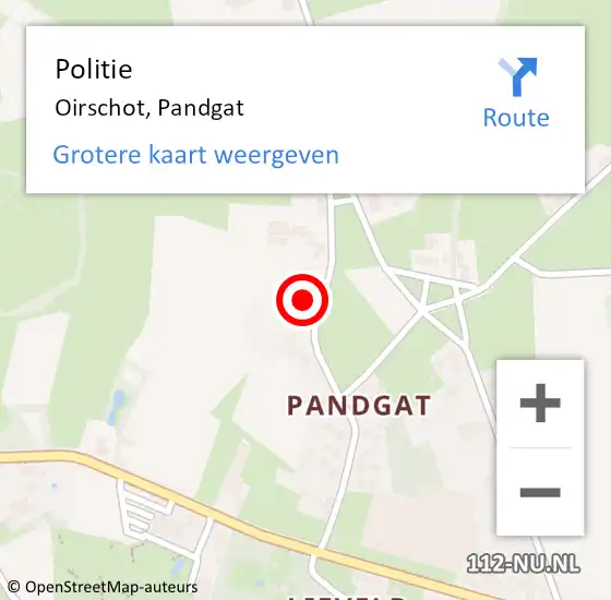 Locatie op kaart van de 112 melding: Politie Oirschot, Pandgat op 11 februari 2024 12:29