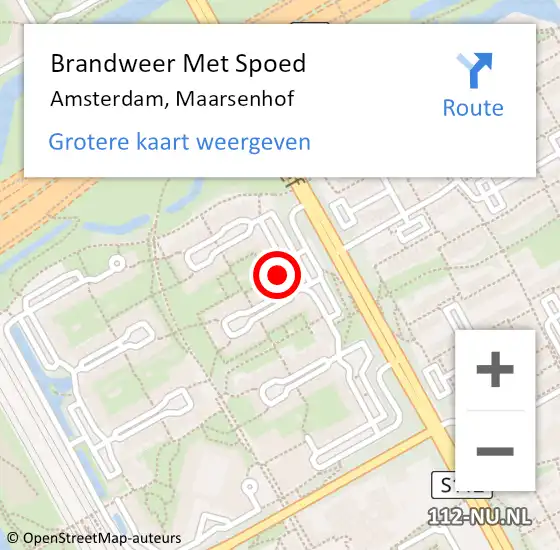 Locatie op kaart van de 112 melding: Brandweer Met Spoed Naar Amsterdam, Maarsenhof op 11 februari 2024 12:34