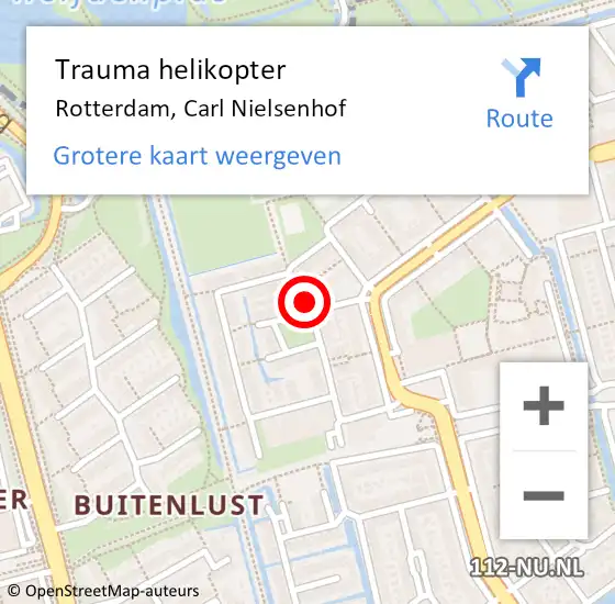 Locatie op kaart van de 112 melding: Trauma helikopter Rotterdam, Carl Nielsenhof op 11 februari 2024 12:49