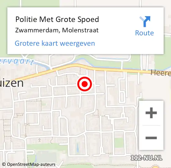 Locatie op kaart van de 112 melding: Politie Met Grote Spoed Naar Zwammerdam, Molenstraat op 11 februari 2024 12:57