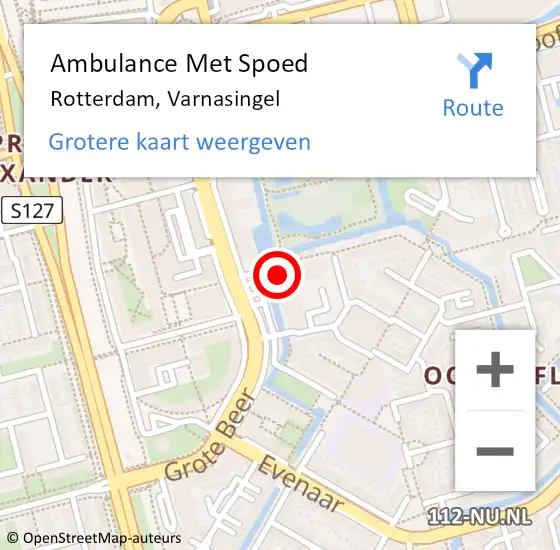 Locatie op kaart van de 112 melding: Ambulance Met Spoed Naar Rotterdam, Varnasingel op 11 februari 2024 13:01