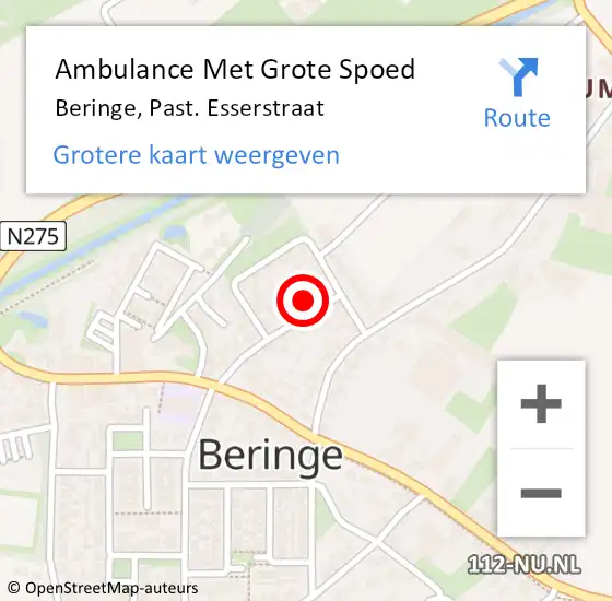 Locatie op kaart van de 112 melding: Ambulance Met Grote Spoed Naar Beringe, Past. Esserstraat op 25 september 2014 13:50