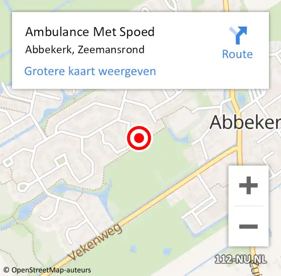 Locatie op kaart van de 112 melding: Ambulance Met Spoed Naar Abbekerk, Zeemansrond op 11 februari 2024 13:27