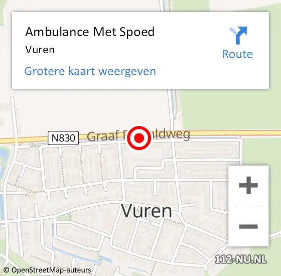 Locatie op kaart van de 112 melding: Ambulance Met Spoed Naar Vuren op 11 februari 2024 13:31