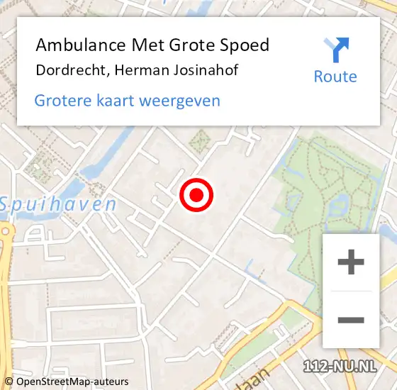 Locatie op kaart van de 112 melding: Ambulance Met Grote Spoed Naar Dordrecht, Herman Josinahof op 11 februari 2024 13:54