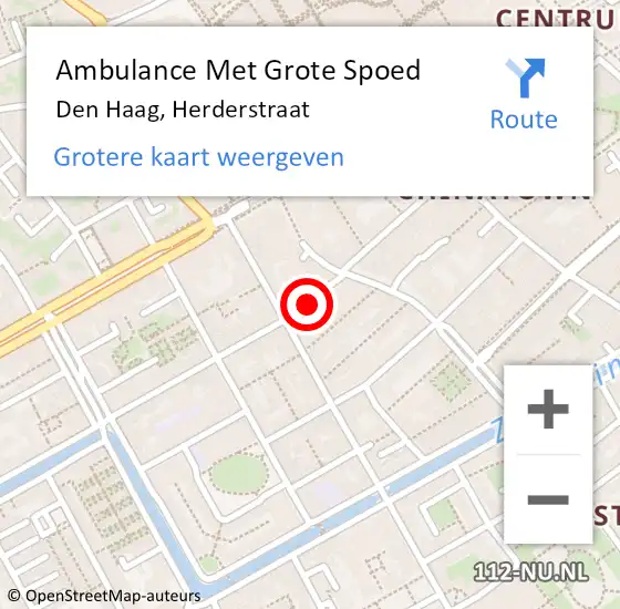 Locatie op kaart van de 112 melding: Ambulance Met Grote Spoed Naar Den Haag, Herderstraat op 11 februari 2024 14:15