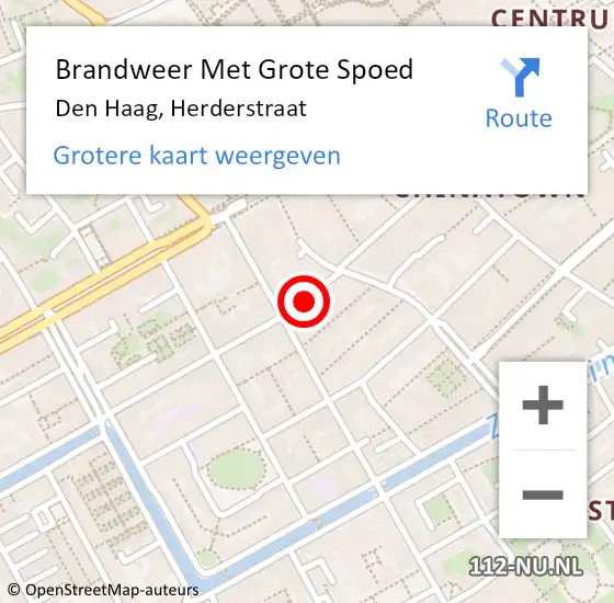 Locatie op kaart van de 112 melding: Brandweer Met Grote Spoed Naar Den Haag, Herderstraat op 11 februari 2024 14:16