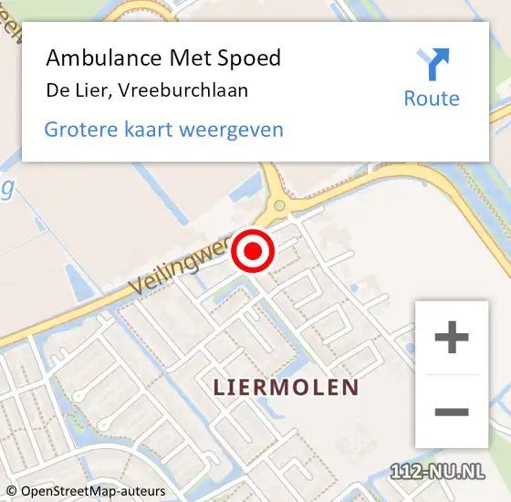 Locatie op kaart van de 112 melding: Ambulance Met Spoed Naar De Lier, Vreeburchlaan op 11 februari 2024 14:39