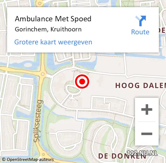 Locatie op kaart van de 112 melding: Ambulance Met Spoed Naar Gorinchem, Kruithoorn op 11 februari 2024 15:07