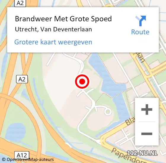 Locatie op kaart van de 112 melding: Brandweer Met Grote Spoed Naar Utrecht, Van Deventerlaan op 11 februari 2024 15:34