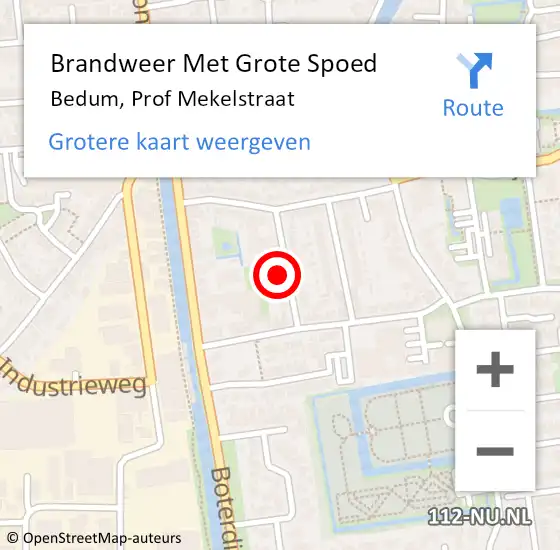 Locatie op kaart van de 112 melding: Brandweer Met Grote Spoed Naar Bedum, Prof Mekelstraat op 11 februari 2024 15:35