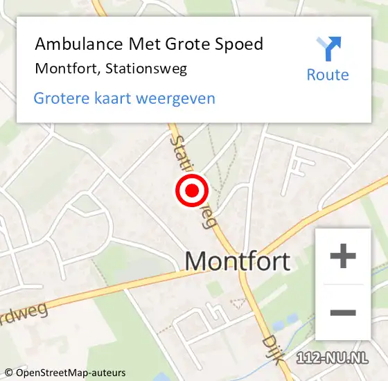 Locatie op kaart van de 112 melding: Ambulance Met Grote Spoed Naar Montfort, Stationsweg op 11 februari 2024 15:35