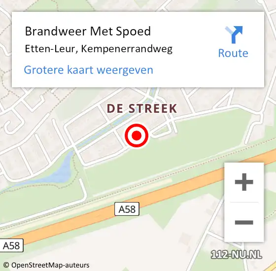 Locatie op kaart van de 112 melding: Brandweer Met Spoed Naar Etten-Leur, Kempenerrandweg op 11 februari 2024 15:43