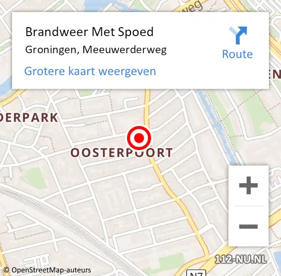 Locatie op kaart van de 112 melding: Brandweer Met Spoed Naar Groningen, Meeuwerderweg op 11 februari 2024 16:38