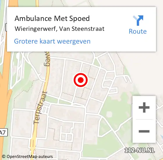 Locatie op kaart van de 112 melding: Ambulance Met Spoed Naar Wieringerwerf, Van Steenstraat op 11 februari 2024 16:49