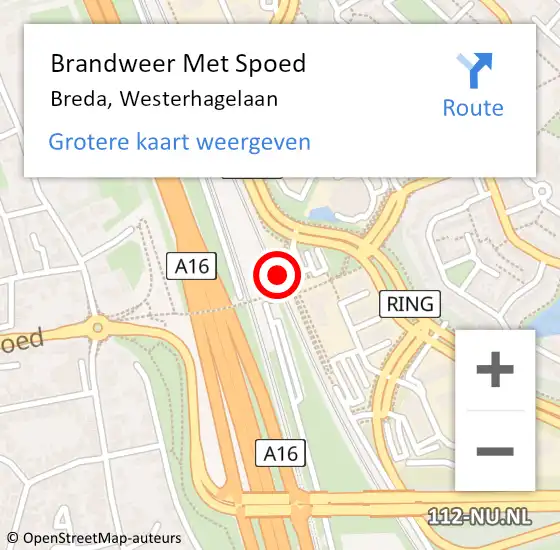 Locatie op kaart van de 112 melding: Brandweer Met Spoed Naar Breda, Westerhagelaan op 11 februari 2024 16:50