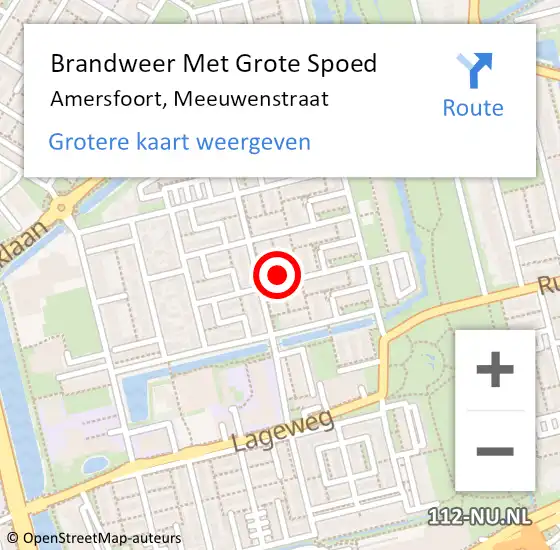 Locatie op kaart van de 112 melding: Brandweer Met Grote Spoed Naar Amersfoort, Meeuwenstraat op 11 februari 2024 17:11