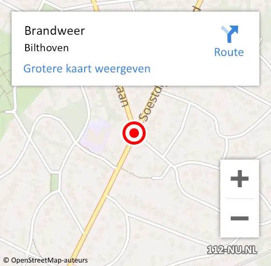 Locatie op kaart van de 112 melding: Brandweer Bilthoven op 11 februari 2024 17:15
