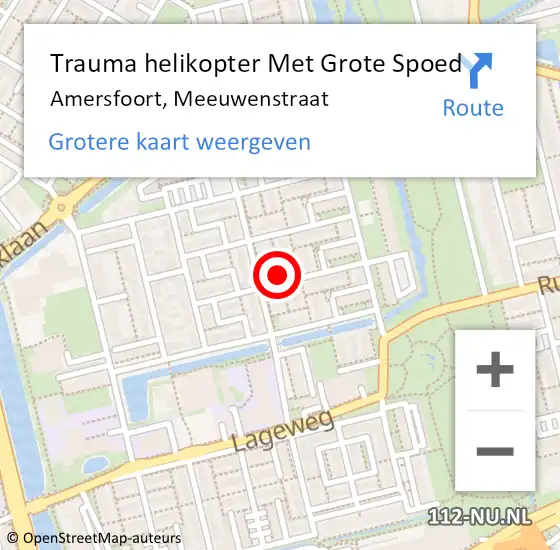 Locatie op kaart van de 112 melding: Trauma helikopter Met Grote Spoed Naar Amersfoort, Meeuwenstraat op 11 februari 2024 17:17