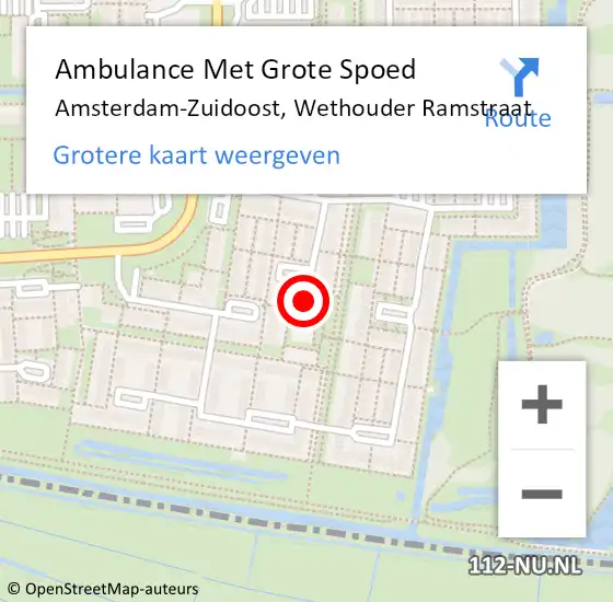 Locatie op kaart van de 112 melding: Ambulance Met Grote Spoed Naar Amsterdam, Wethouder Ramstraat op 11 februari 2024 17:24
