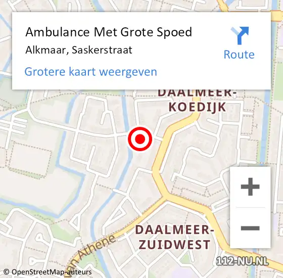 Locatie op kaart van de 112 melding: Ambulance Met Grote Spoed Naar Alkmaar, Saskerstraat op 11 februari 2024 17:29