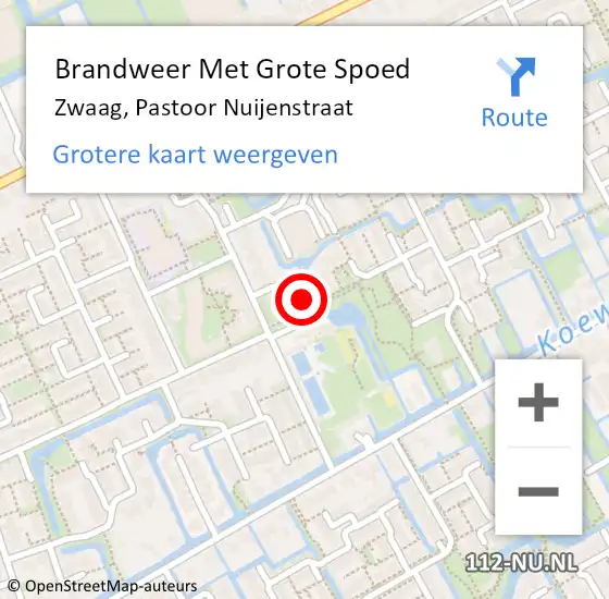 Locatie op kaart van de 112 melding: Brandweer Met Grote Spoed Naar Zwaag, Pastoor Nuijenstraat op 11 februari 2024 18:00