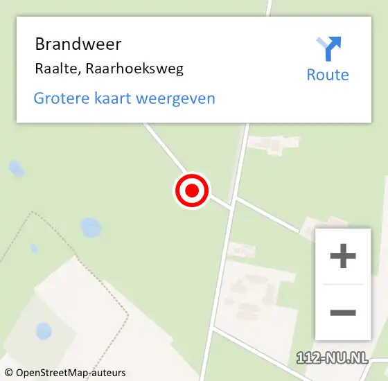 Locatie op kaart van de 112 melding: Brandweer Raalte, Raarhoeksweg op 11 februari 2024 18:00