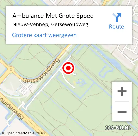 Locatie op kaart van de 112 melding: Ambulance Met Grote Spoed Naar Nieuw-Vennep, Getsewoudweg op 11 februari 2024 18:21