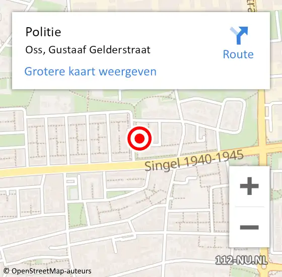 Locatie op kaart van de 112 melding: Politie Oss, Gustaaf Gelderstraat op 11 februari 2024 18:36