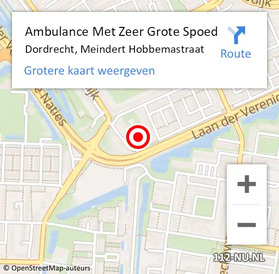 Locatie op kaart van de 112 melding: Ambulance Met Zeer Grote Spoed Naar Dordrecht, Meindert Hobbemastraat op 11 februari 2024 19:01