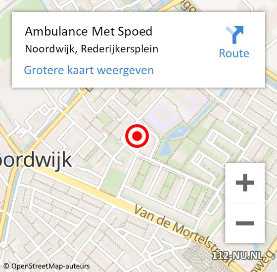 Locatie op kaart van de 112 melding: Ambulance Met Spoed Naar Noordwijk, Rederijkersplein op 11 februari 2024 19:05