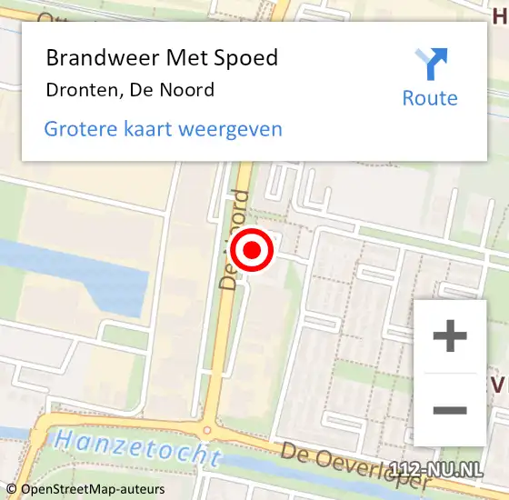 Locatie op kaart van de 112 melding: Brandweer Met Spoed Naar Dronten, De Noord op 11 februari 2024 19:06