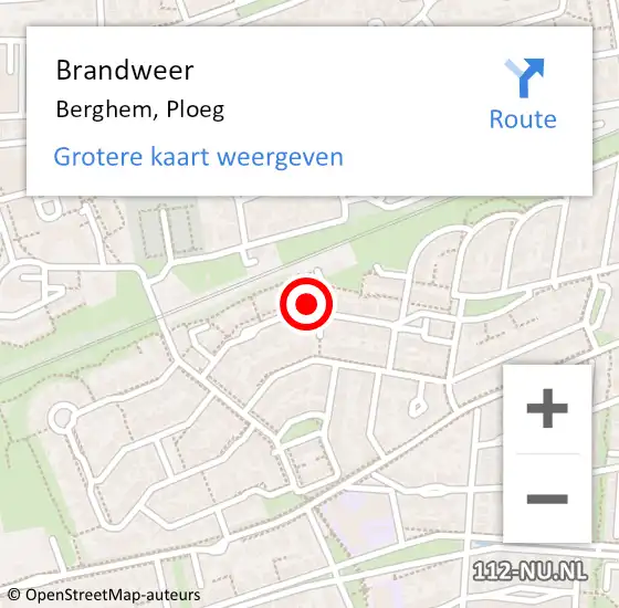 Locatie op kaart van de 112 melding: Brandweer Berghem, Ploeg op 11 februari 2024 19:08