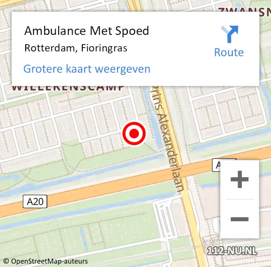 Locatie op kaart van de 112 melding: Ambulance Met Spoed Naar Rotterdam, Fioringras op 11 februari 2024 19:18