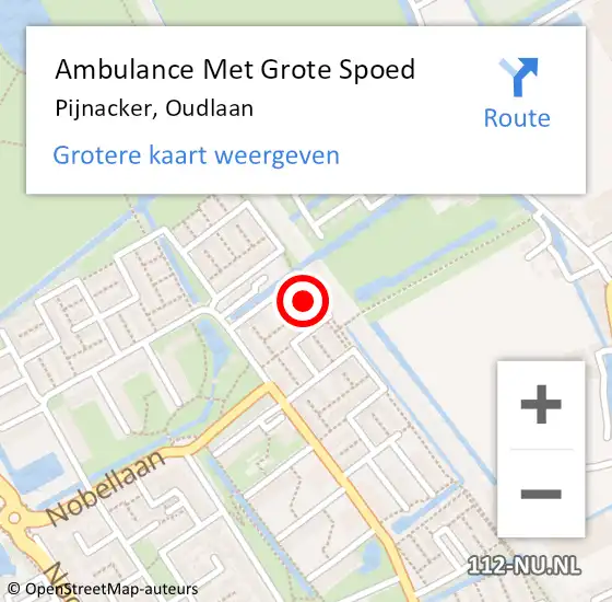 Locatie op kaart van de 112 melding: Ambulance Met Grote Spoed Naar Pijnacker, Oudlaan op 11 februari 2024 19:21