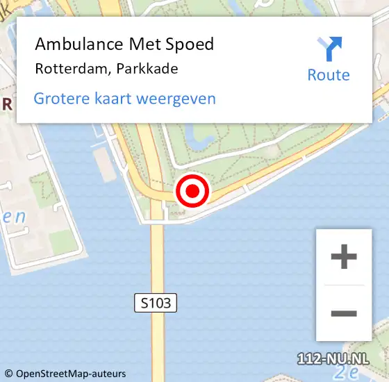 Locatie op kaart van de 112 melding: Ambulance Met Spoed Naar Rotterdam, Parkkade op 11 februari 2024 19:24